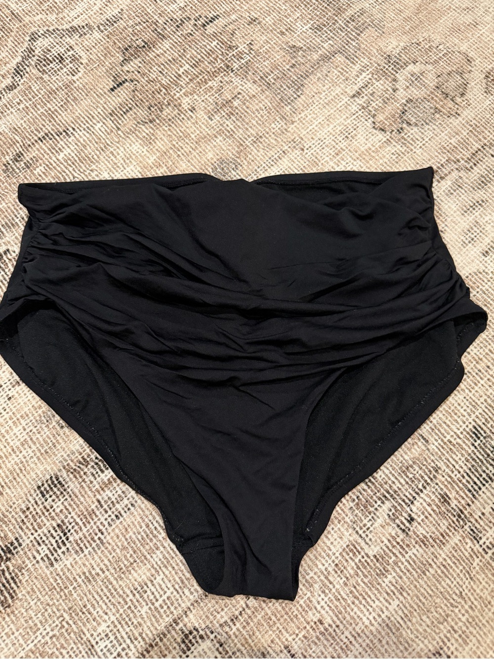 Shade & Shore Black High-Waist Ruched Bikini Bottom